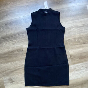 Brass Clothing Mockneck Sweater Dress Sz M Black Knit Workwear NWT